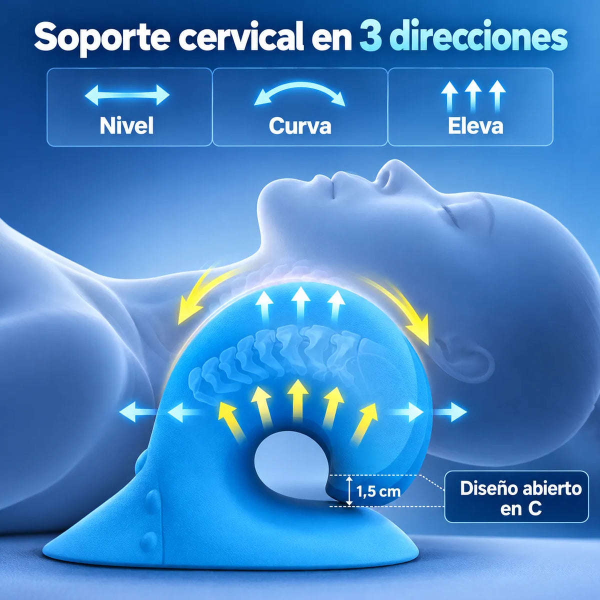 CerviRelax® – Descansa y relaja tu cuello después de un día largo | Azul + Funda para guardar