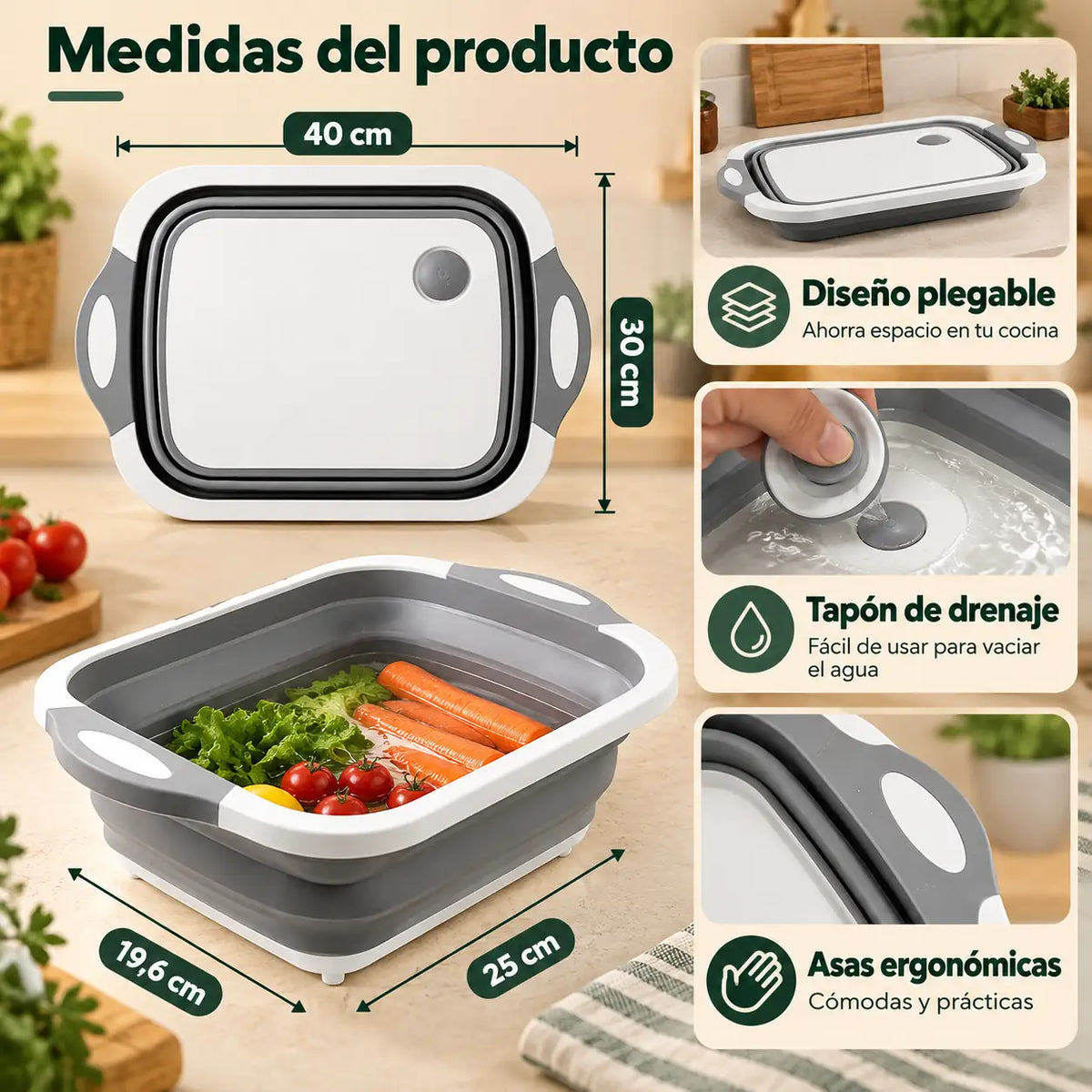 FlexChef® - Lava, escurre y corta en un solo producto | 🔥 3 en 1