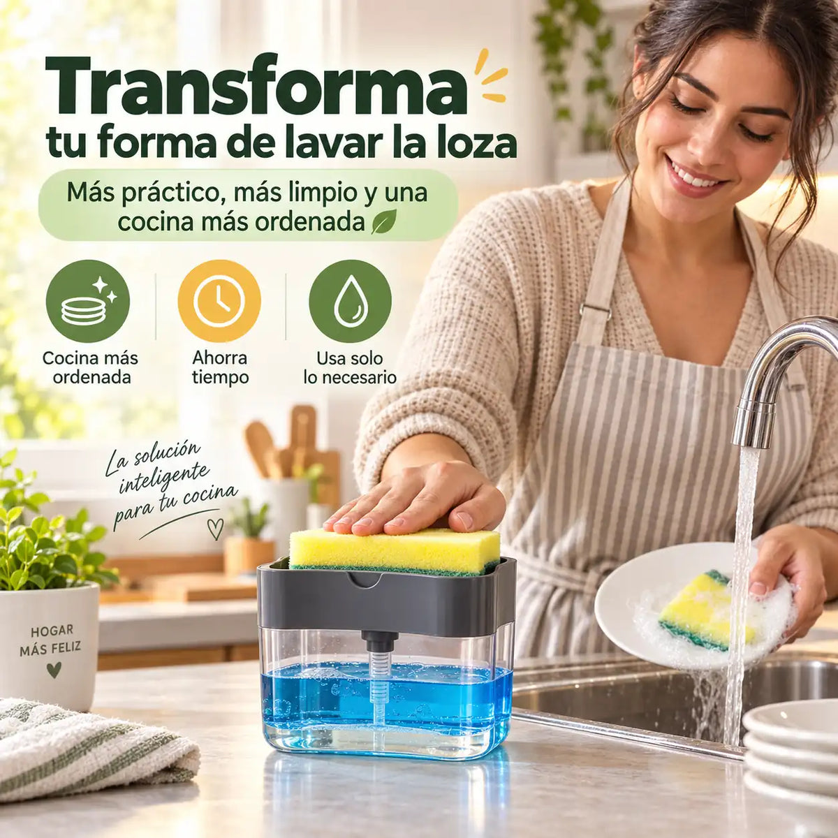 PACK 2x1 LavaFácil® - Lava más rápido, ordenado y usando solo el lavalozas necesario + Esponja incluida