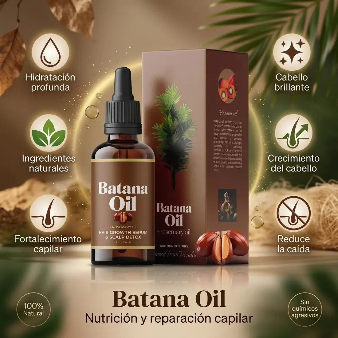 🌿 BATANA OIL™ – Cuida tu cabello debilitado y luce una melena con más cuerpo y volumen | 60 ml