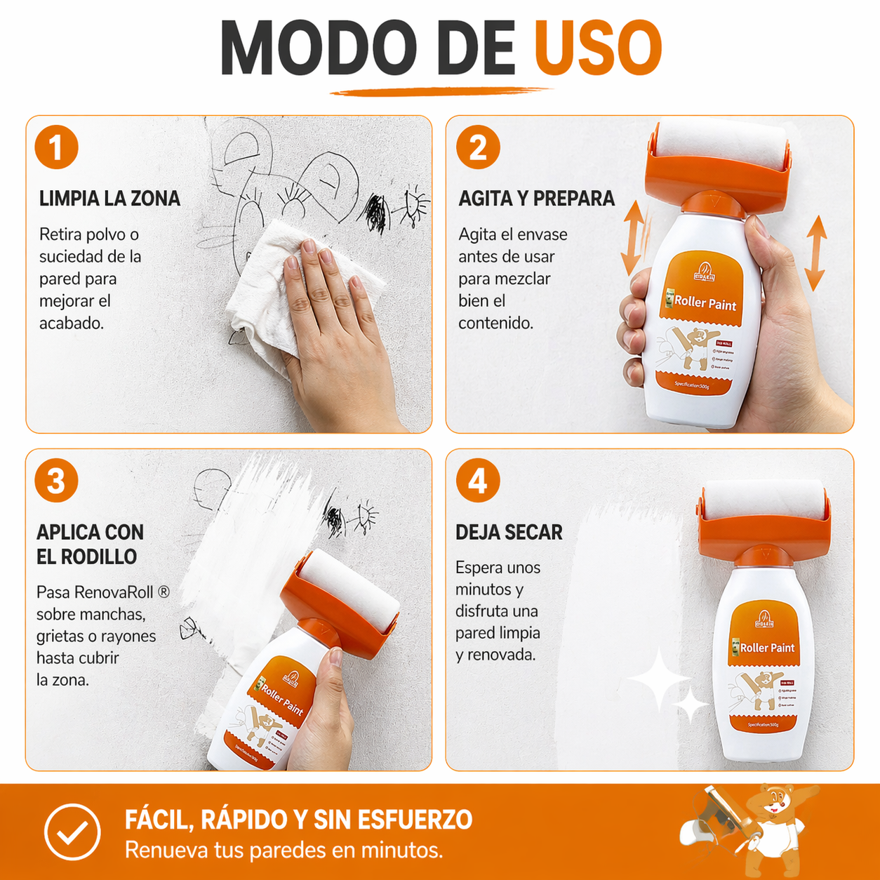 RenovaRoll® - Repara manchas y grietas en minutos sin esfuerzo