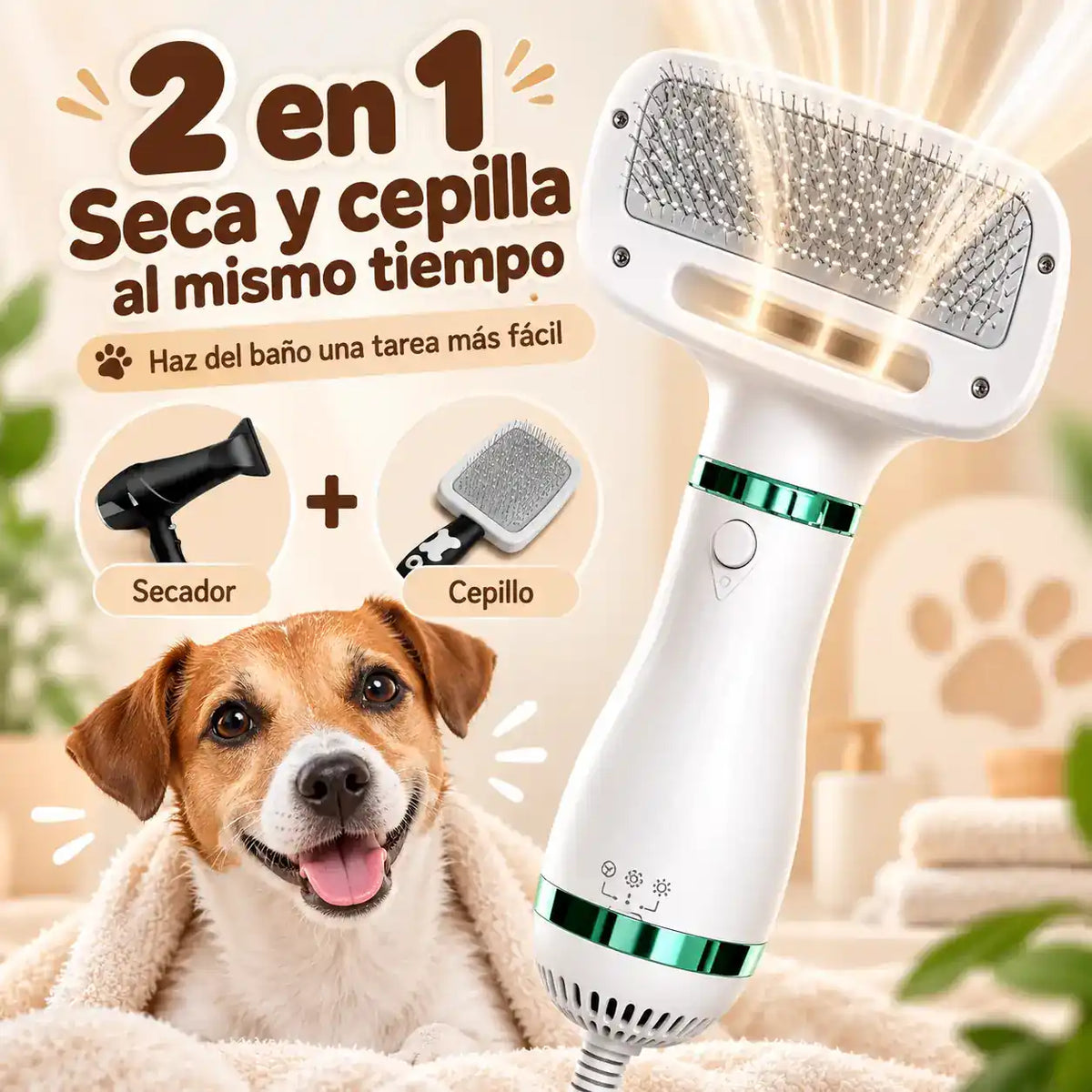 PetDry® 2 en 1 – Seca y cepilla a tu mascota al mismo tiempo