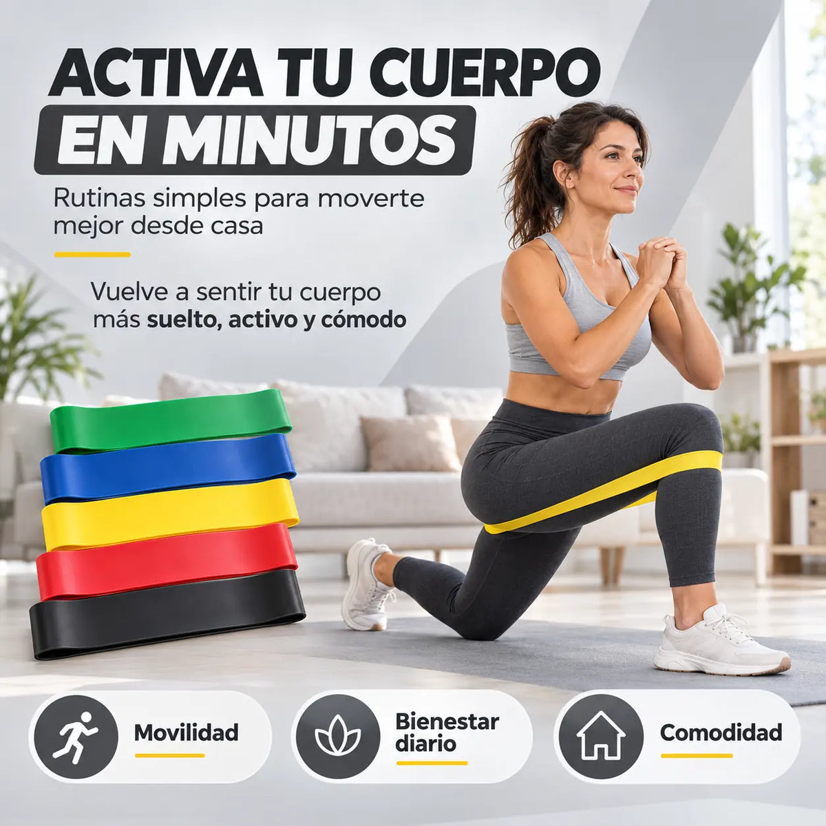 MoveFit® - Kit de 5 bandas para moverte mejor y fortalecer tu cuerpo + Bolsa incluida