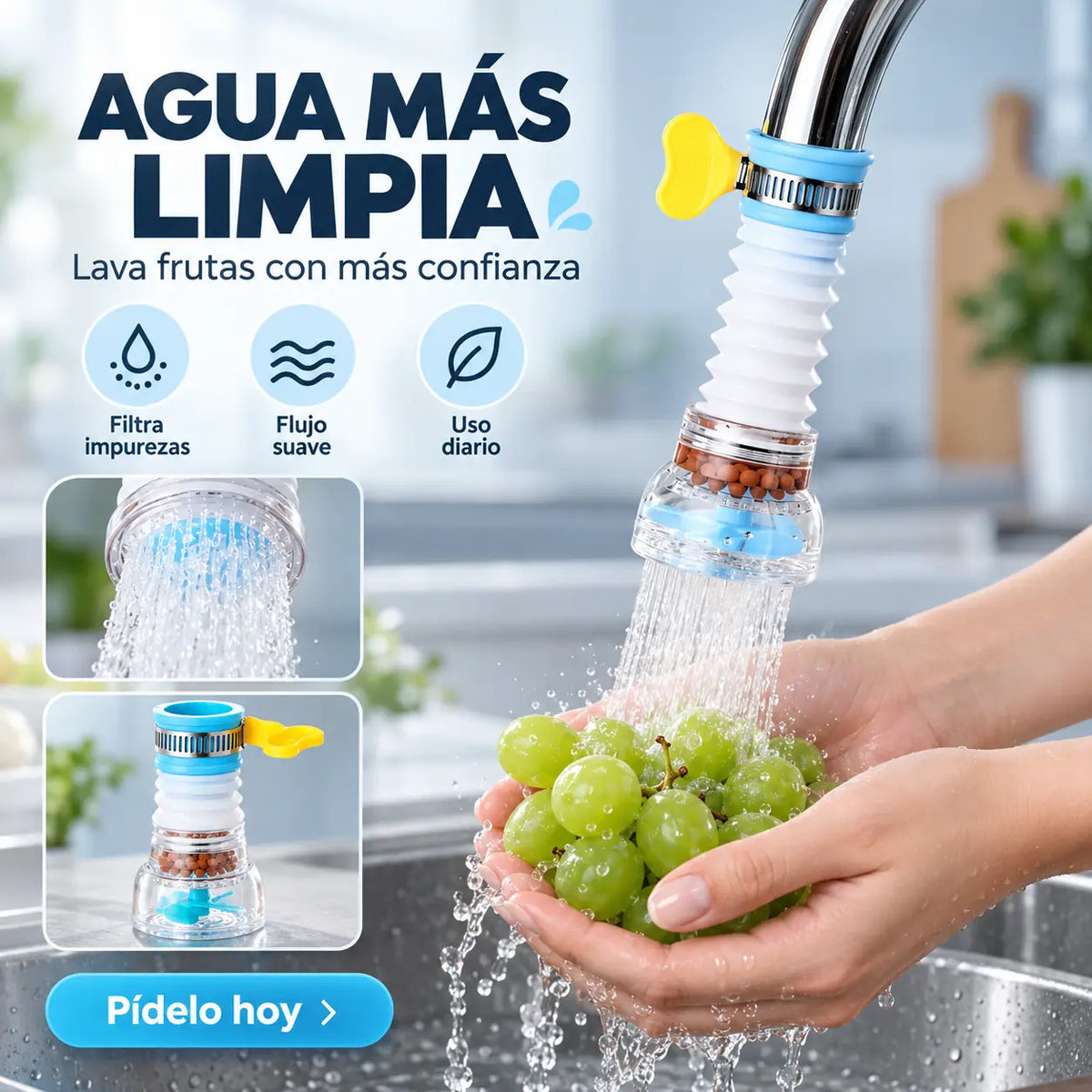 2 Pack AquaPure® – Filtra impurezas y mejora el agua directamente desde tu grifo