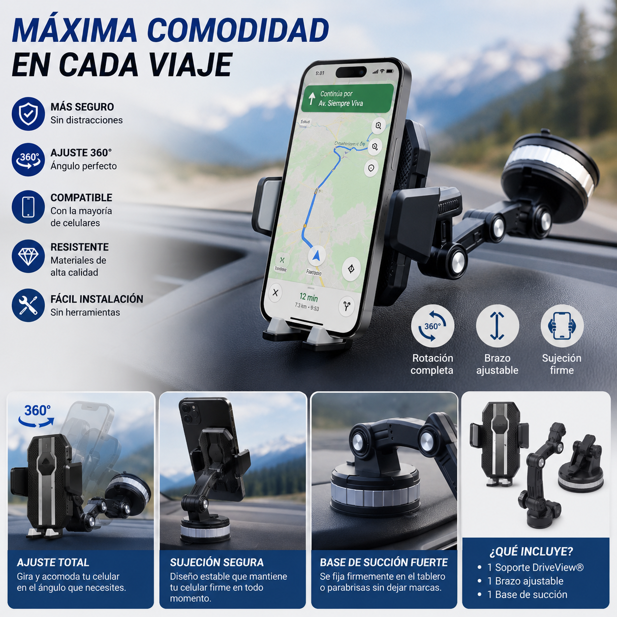 DriveView® - Mantén tu GPS visible y tu atención en el camino