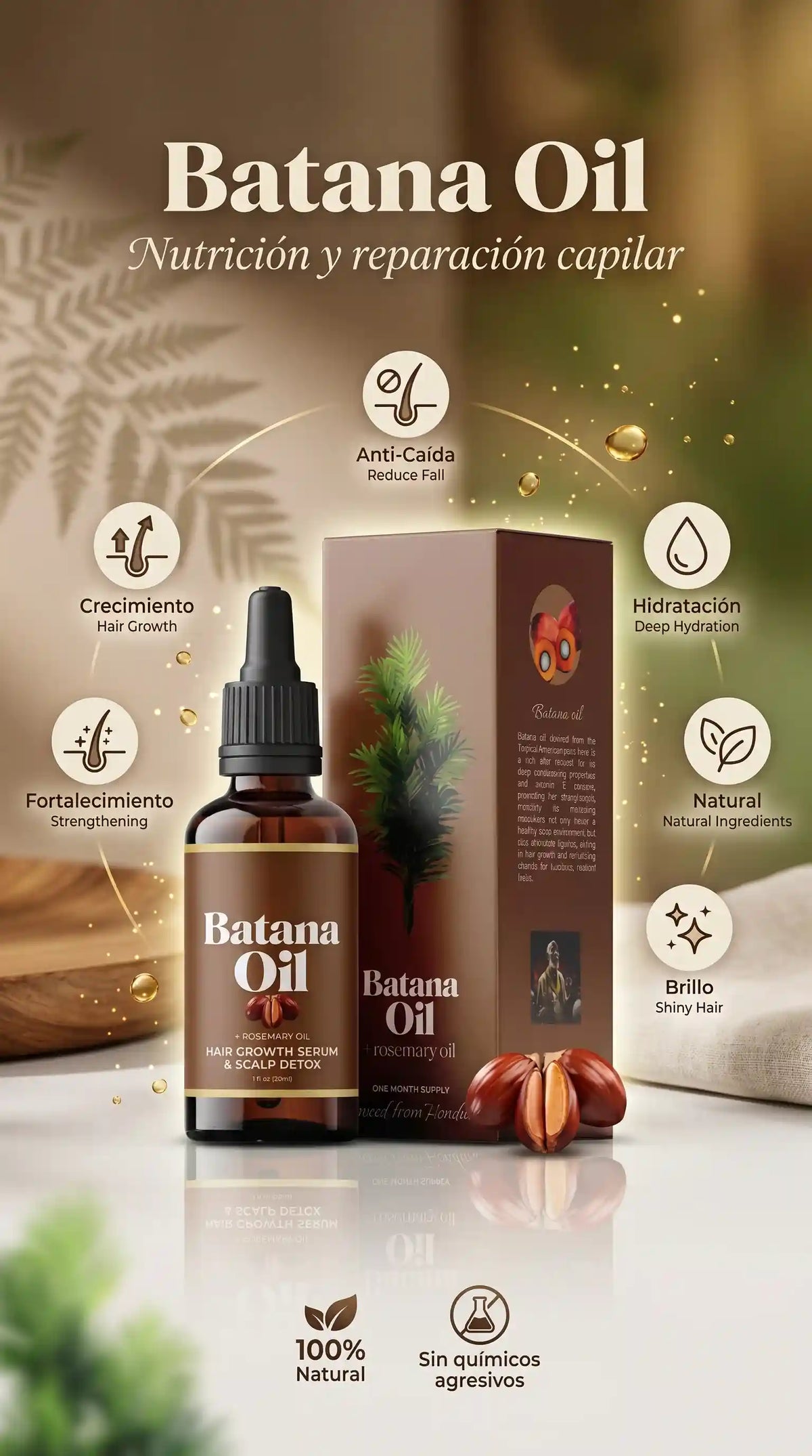 🌿 BATANA OIL™ – Cuida tu cabello debilitado y luce una melena con más cuerpo y volumen | 60 ml