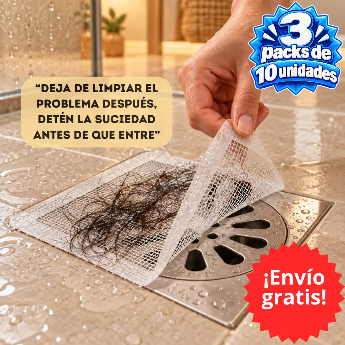 DrenaFix® - Mantén tus desagües limpios y protegidos - 🔥 30 Protectores | 3 Packs de 10