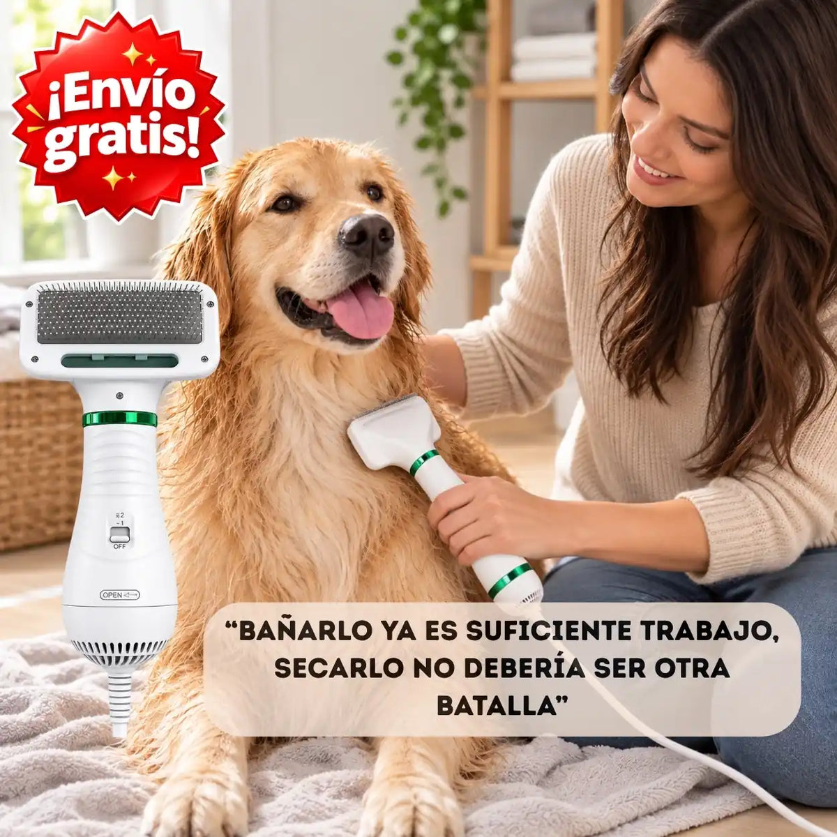 PetDry® 2 en 1 – Seca y cepilla a tu mascota al mismo tiempo