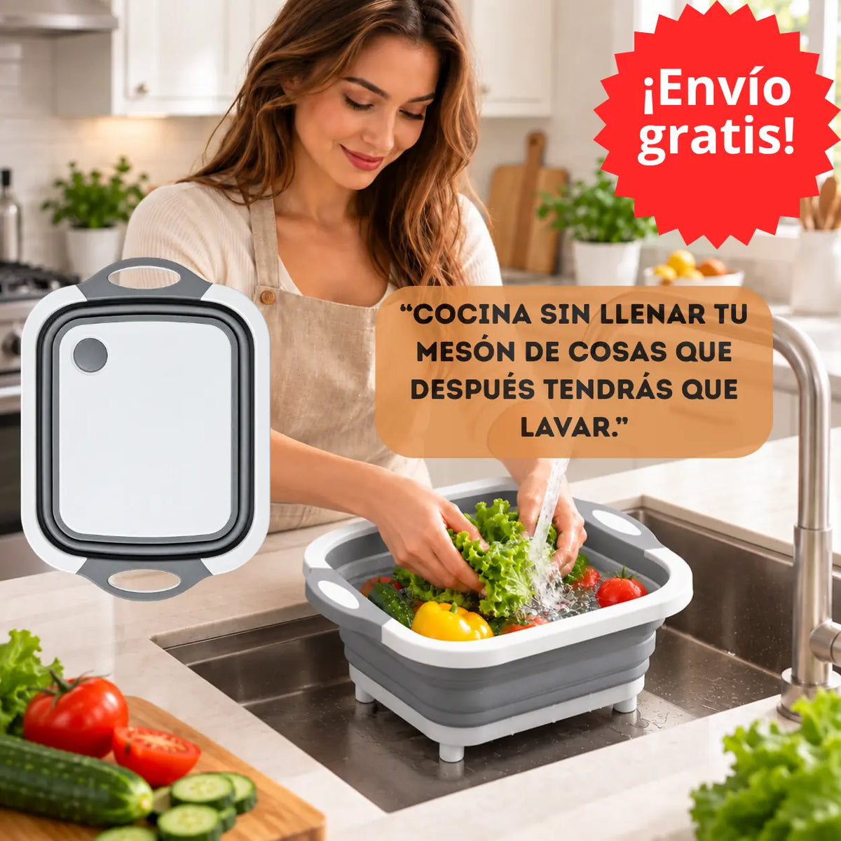 FlexChef® - Lava, escurre y corta en un solo producto | 🔥 3 en 1
