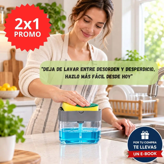 PACK 2x1 LavaFácil® - Lava más rápido, ordenado y usando solo el lavalozas necesario + Esponja incluida