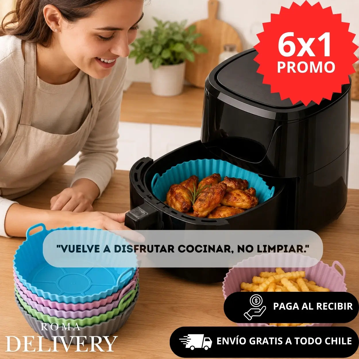 6 x AirClean® - Mantén tu freidora limpia en cada preparación + Ebook de regalo