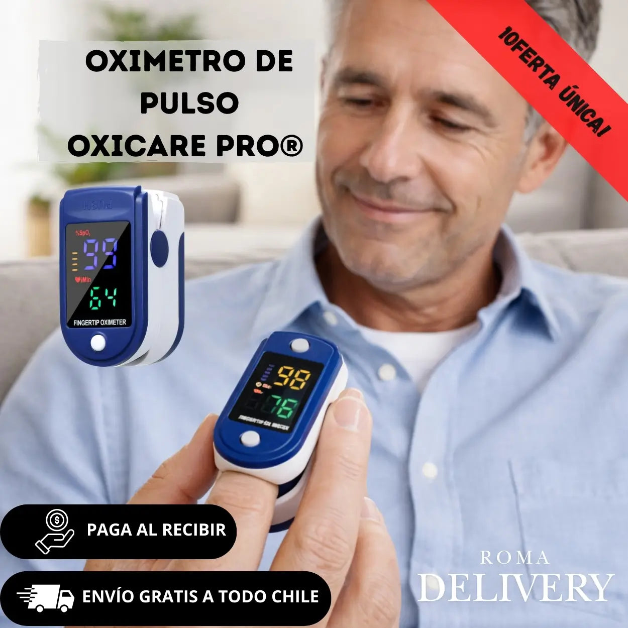 OxiCare Pro® - Controla tu oxígeno en segundos sin salir de casa