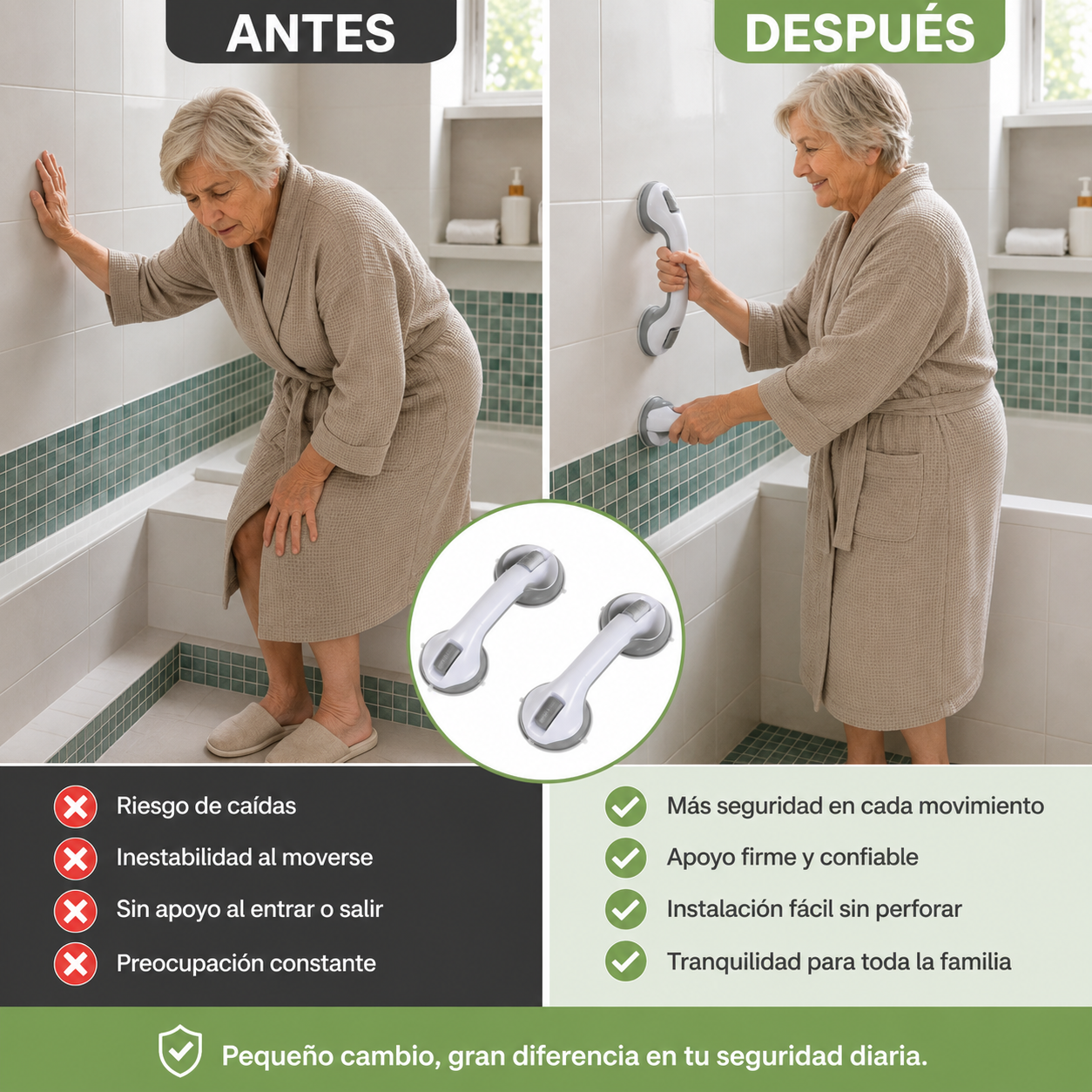 BañoSeguro Duo® - Pack de 2 apoyos para moverte con más estabilidad