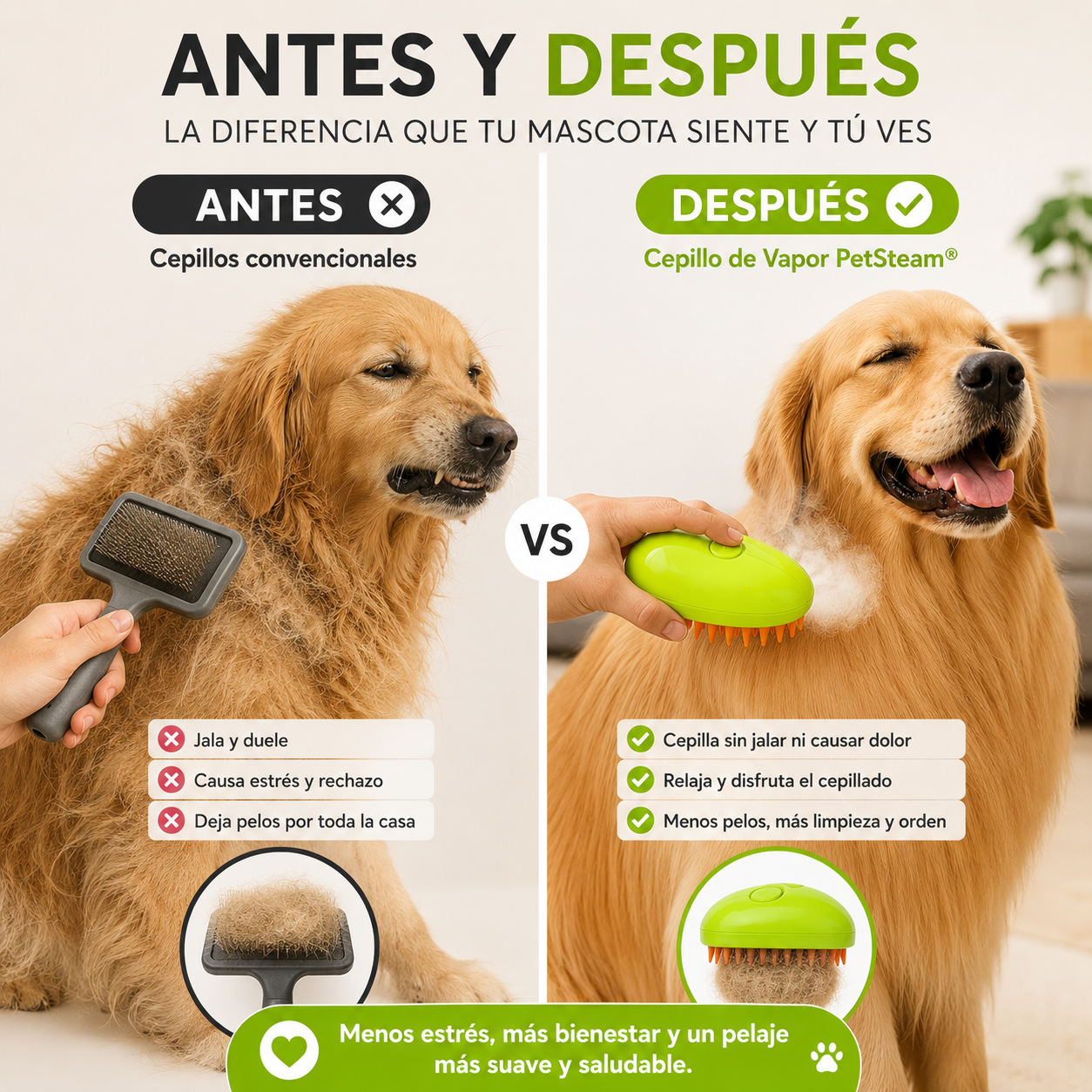 PetSteam® - Pelaje Más Suave, Limpio y Sin Enredos Cada Día + Ebook de regalo