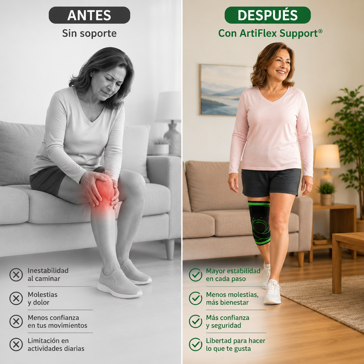 ArtiFlex Support® - Ayuda a Mantener tus Rodillas Estables Todo el Día + Ebook de regalo