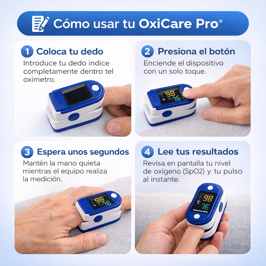 OxiCare Pro® - Controla tu oxígeno en segundos sin salir de casa