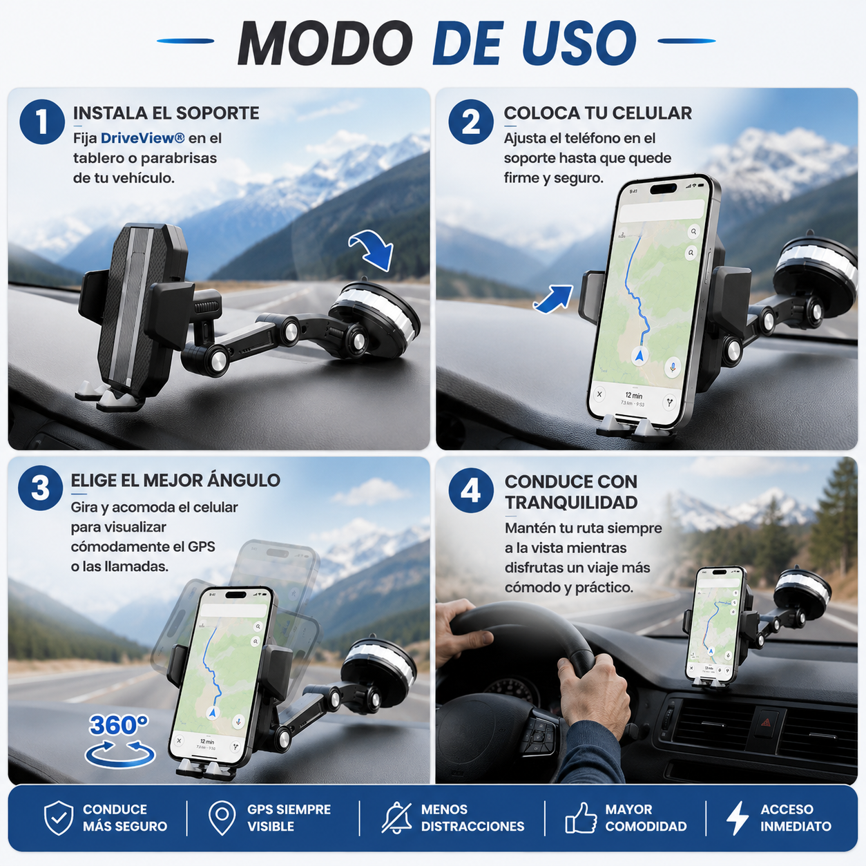 DriveView® - Mantén tu GPS visible y tu atención en el camino