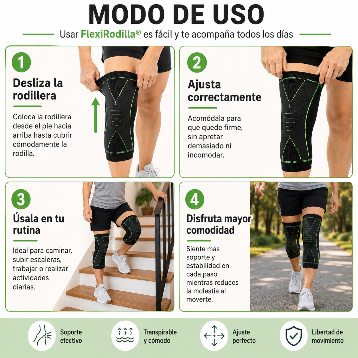 2 x FlexiRodilla® - Soporte diario para aliviar molestias en tus rodillas + Ebook de regalo