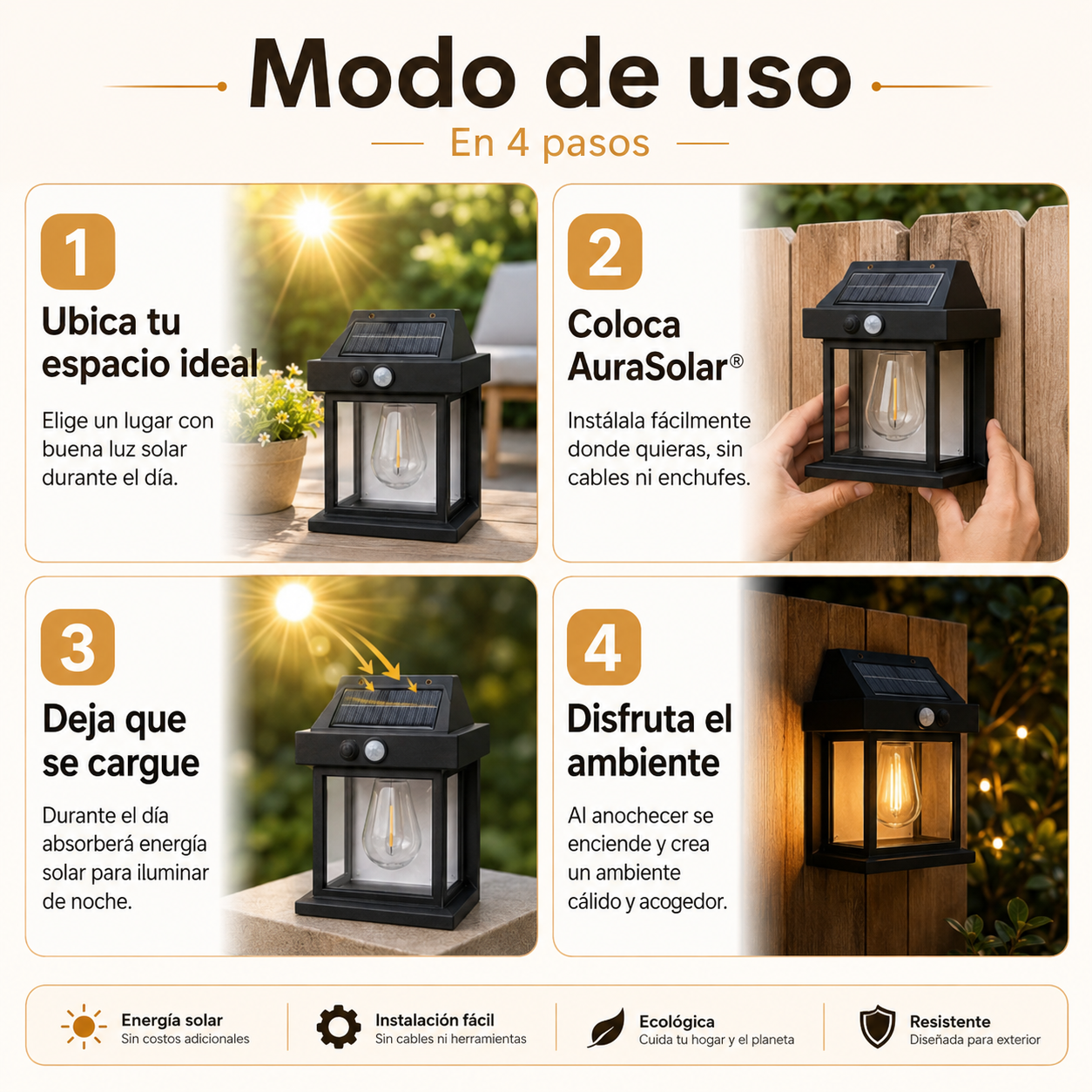 2 x 1 AuraSolar® - Crea un ambiente acogedor con energía solar
