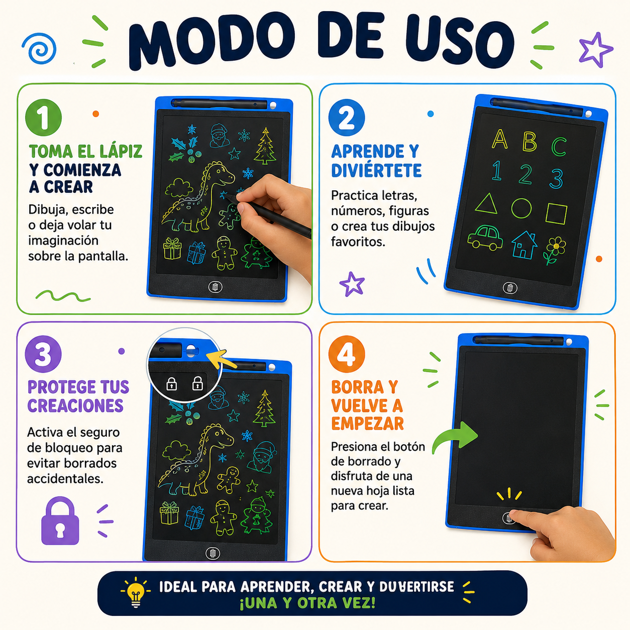 MagicBoard Deluxe® - La forma divertida de crear, aprender y borrar sin límites