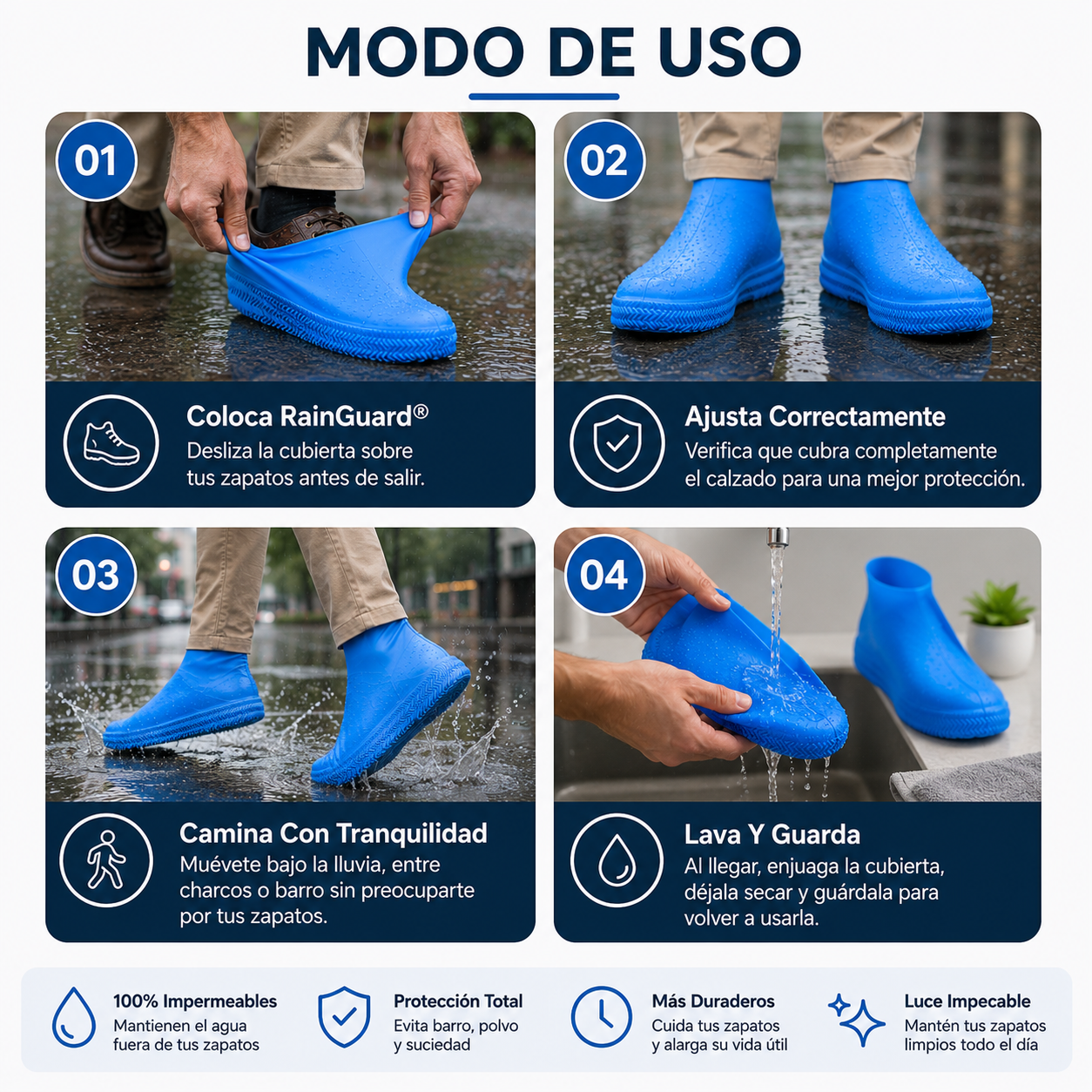 2 x RainGuard® - Protege Tu Calzado Del Agua Y El Barro En Segundos + Ebook de regalo