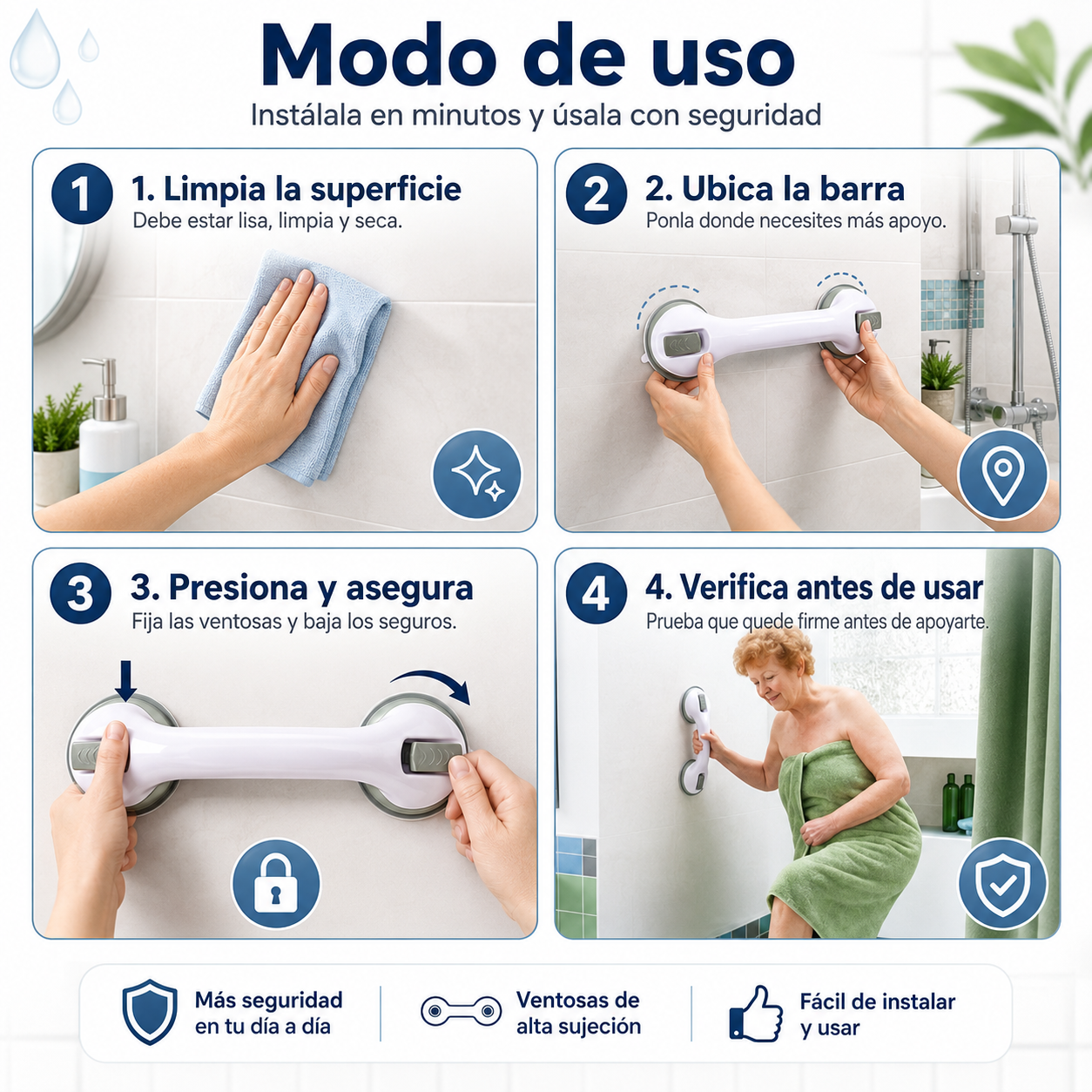 BañoSeguro Duo® - Pack de 2 apoyos para moverte con más estabilidad