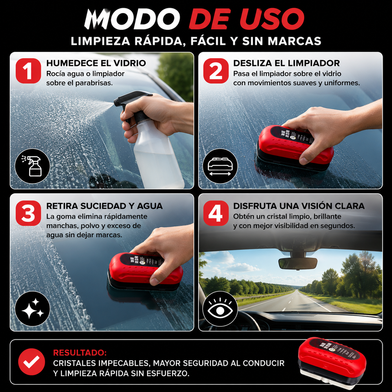 2 x 1 - ClearDrive® - Vidrios Impecables para una Visibilidad Más Clara al Conducir