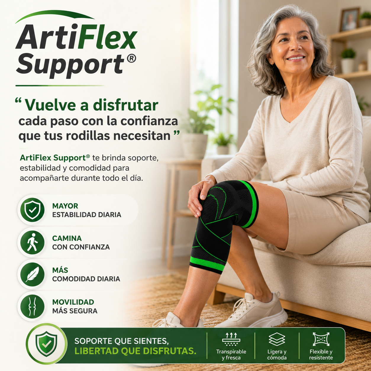 ArtiFlex Support® - Ayuda a Mantener tus Rodillas Estables Todo el Día + Ebook de regalo