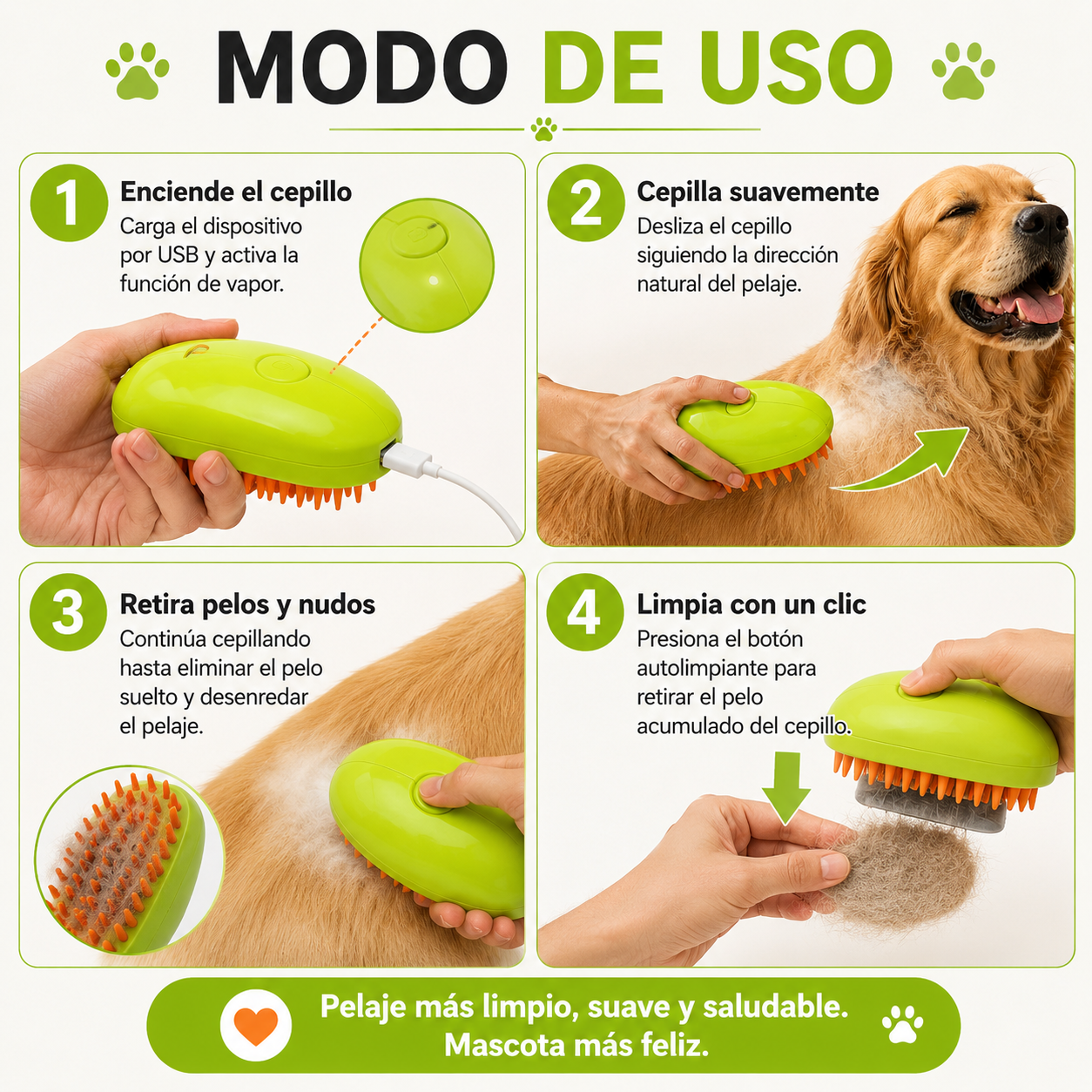 PetSteam® - Pelaje Más Suave, Limpio y Sin Enredos Cada Día + Ebook de regalo