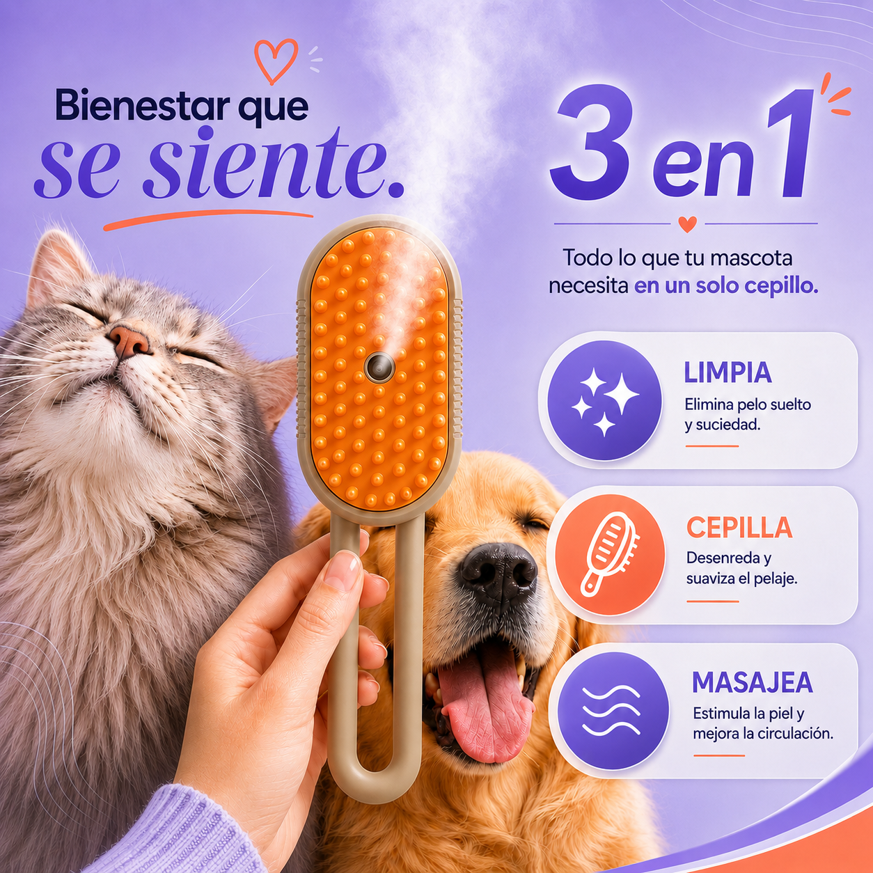 PeloClean® 3 en 1 - Reduce los pelos sueltos antes de que lleguen al sofá