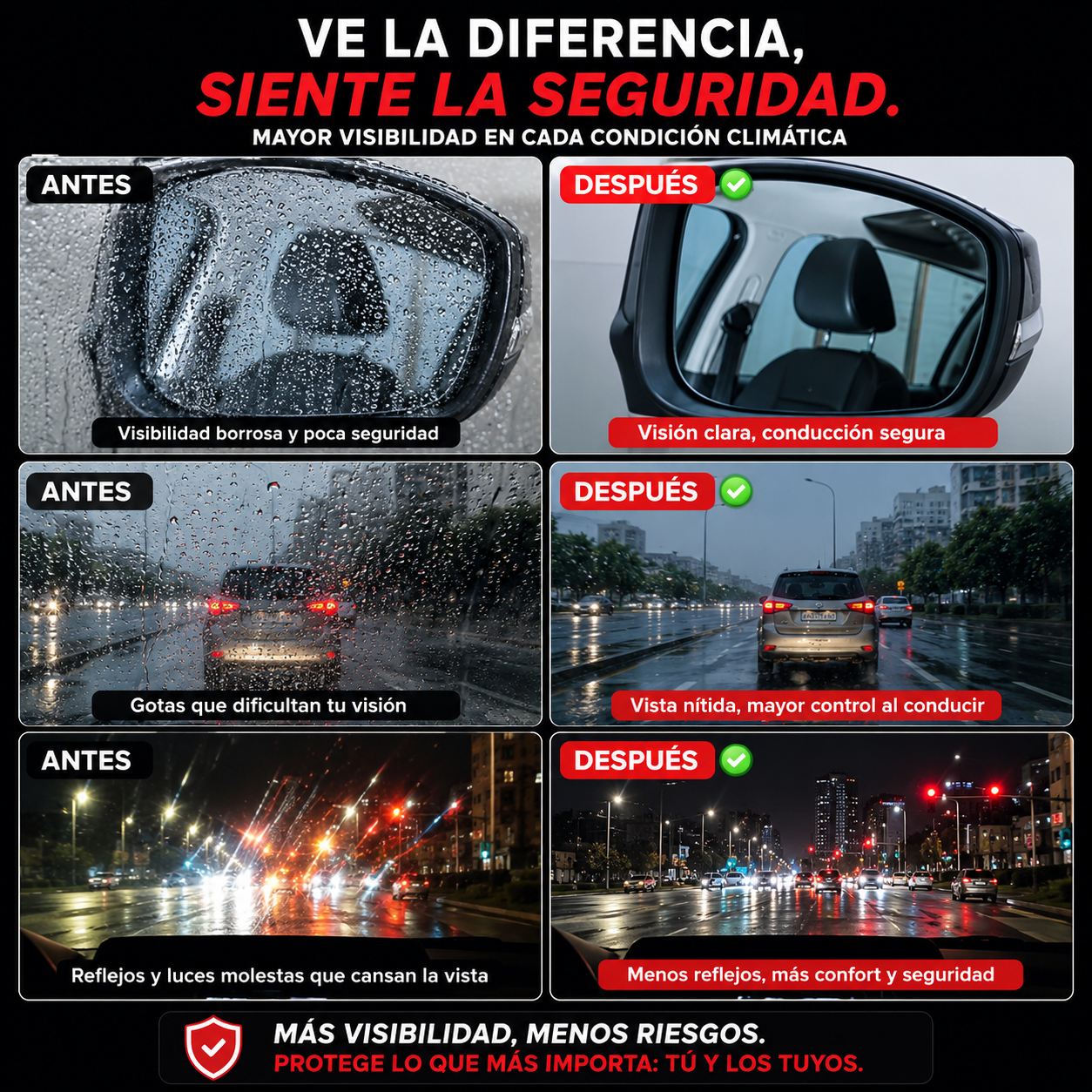 2 x 1 - ClearDrive® - Vidrios Impecables para una Visibilidad Más Clara al Conducir